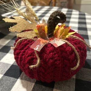 Burgundy Crocheted Pumpkin Decor